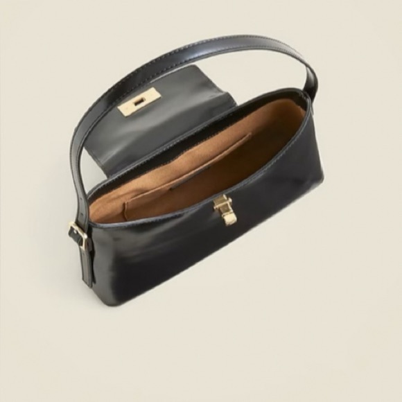 J.Crew Black Edie Italian Leather Shoulder bag Black New! - Picture 2 of 4